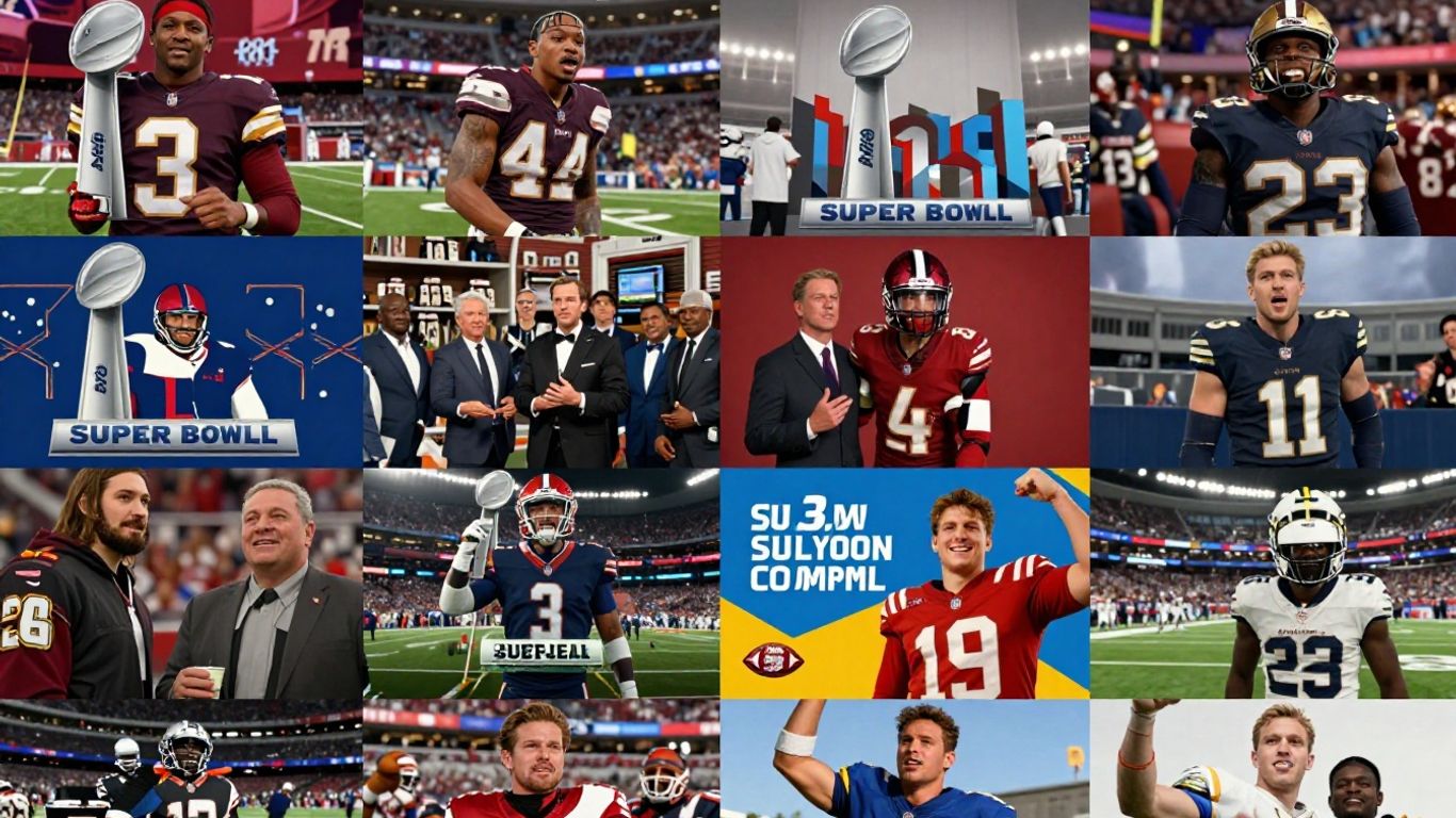Collage of 2026 Super Bowl commercials